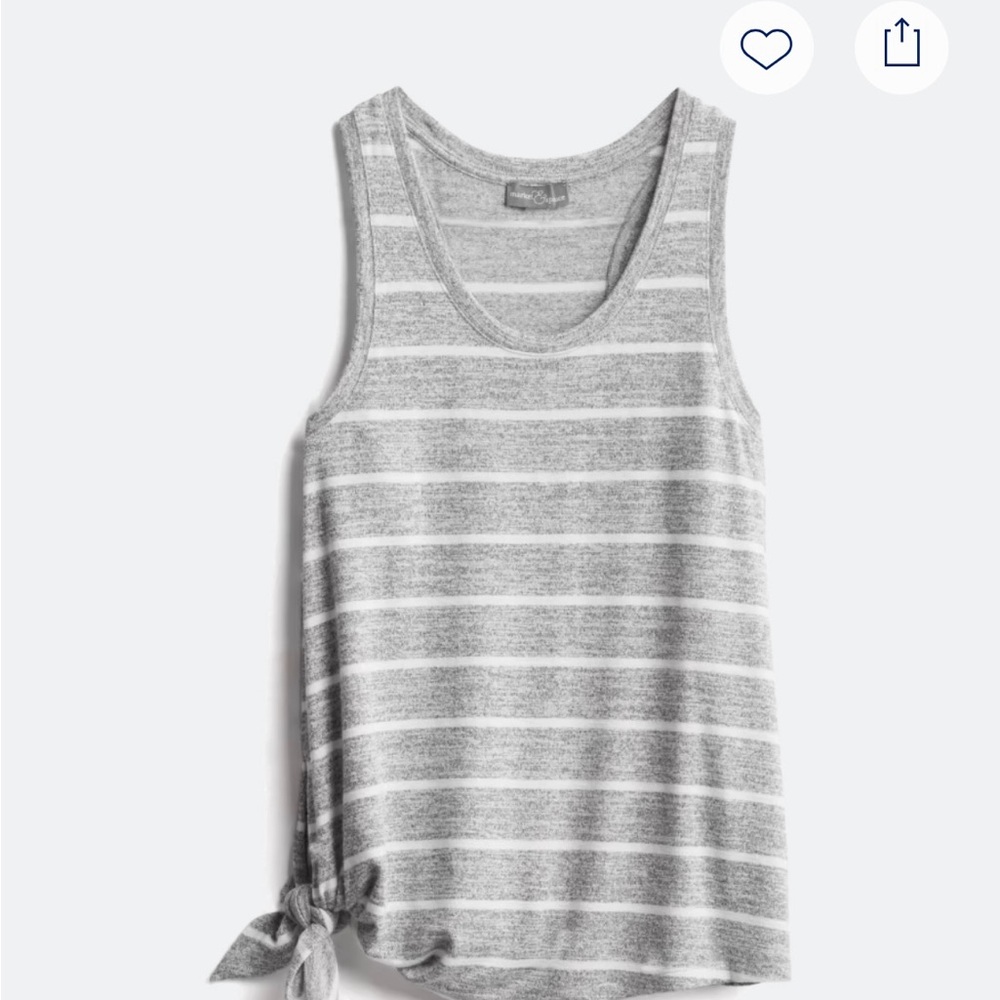 Market & Spruce Light Gray Striped Tank Top